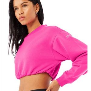 ALO DEVOTION CREW NECK PULLOVER NEON PINK